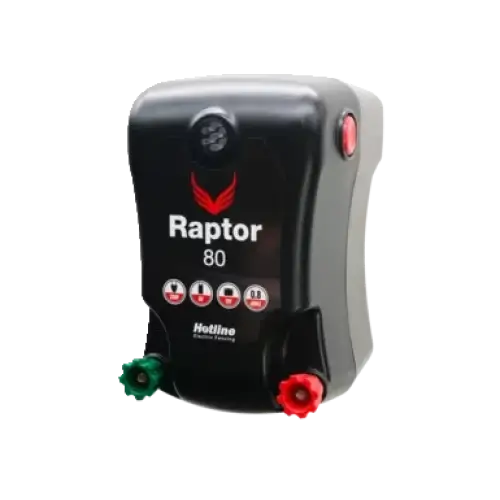 Hotline Raptor 0.80j 6/12 & 230 Volt Allows 6 Volt Internal & 12 Volt External Battery Input, Plus 230 Volt Input Via Adaptor Electric Fencing Energisers