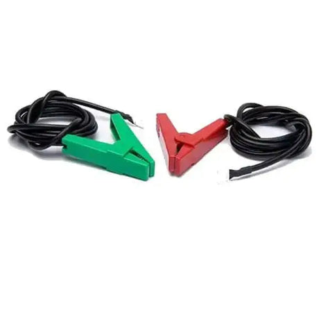 Green and red plastic clamp clips with black wires for hotline replacement earth and live leads set