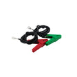 Red and green insulated alligator croc clips with black coiled cables and metal ring terminals for hotline spare earth fence leads