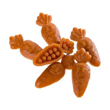 Orange carrot shaped soap bars with carved faces and leafy tops for paws christmas chew rawhide chew use