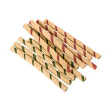 Twist-shaped paws christmas chew wafer sticks with red and green stripes made of thin crispy pastry rawhide chew