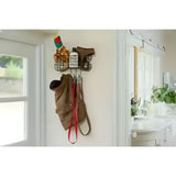 Black wire mesh wall-mounted paws dog bone organizer with basket and hooks for bone wire storage and display