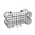 Black metal paws dog bone wire storage shelf with grid pattern and hooks for organizing dog gear