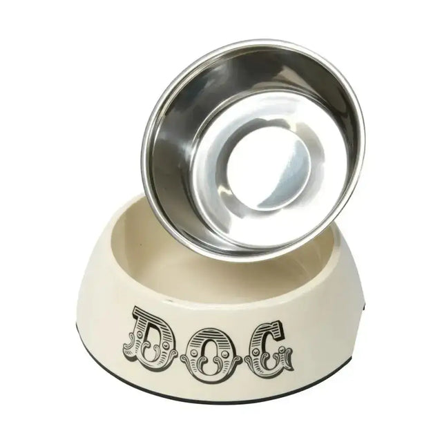 House of Paws Melamine Dog Bowl Cream Medium Dog Bowl