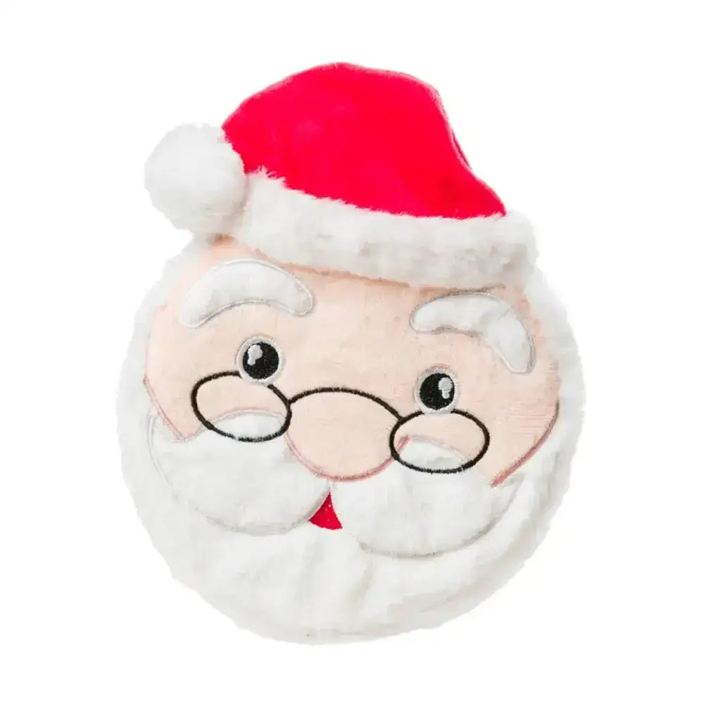 House of paws squeaker dog toy plush santa claus face pillow with red hat white beard perfect paws squeaker dog play