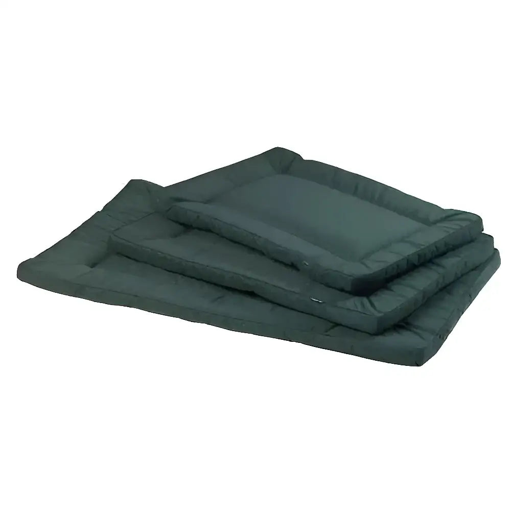Dark green quilted paws water resistant crate mat with padded rectangular design for comfy pet beds