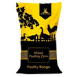Yellow and black bag of hutton mill mixed poultry corn 20 kg with poultry silhouettes for chicken feed and maize grits