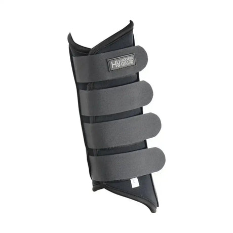 Black hy armoured guard neoprene brushing boots with four adjustable straps and padded superb protective design