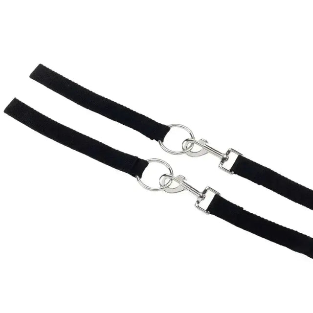 Black cotton webbing draw reins with silver trigger clip fastenings for easy adjustment and control