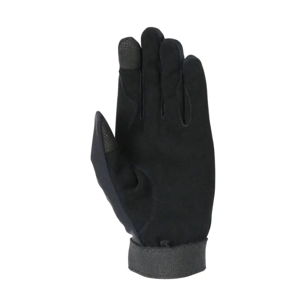 Black touchscreen hy equestrian absolute fit glove with synthetic suede palm and reinforced forefinger details
