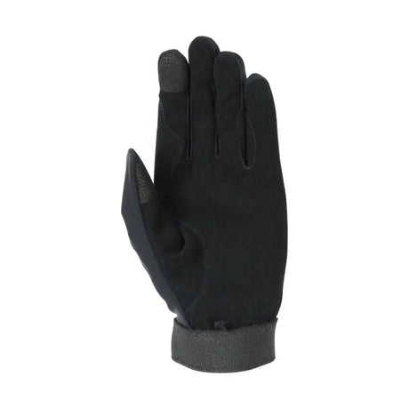 Black touchscreen hy equestrian absolute fit glove with synthetic suede palm and reinforced forefinger details