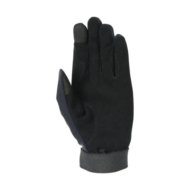 Black touchscreen hy equestrian absolute fit glove with synthetic suede palm and reinforced forefinger details