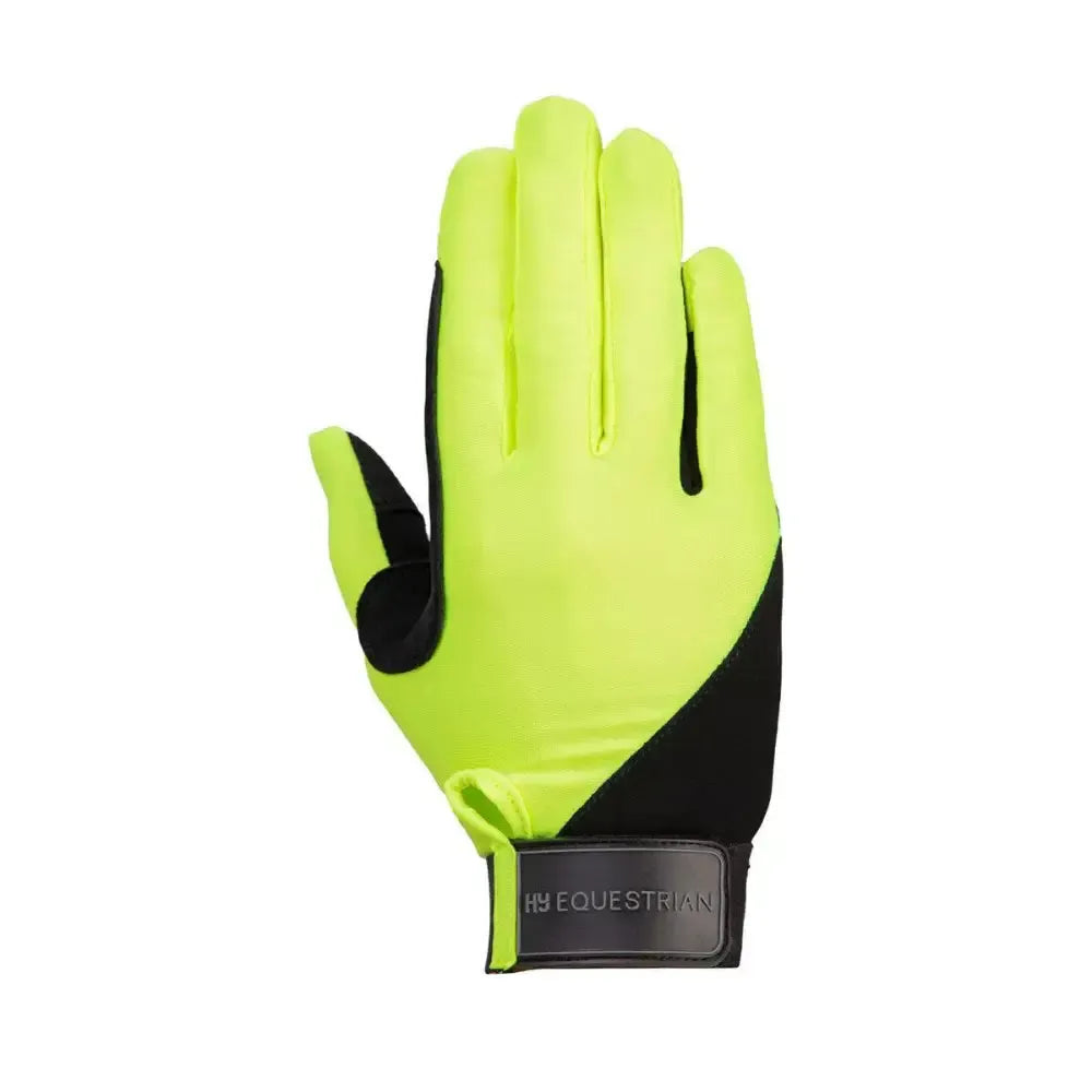 Hy Equestrian Absolute Fit Glove Reflective Yellow Childs Large 