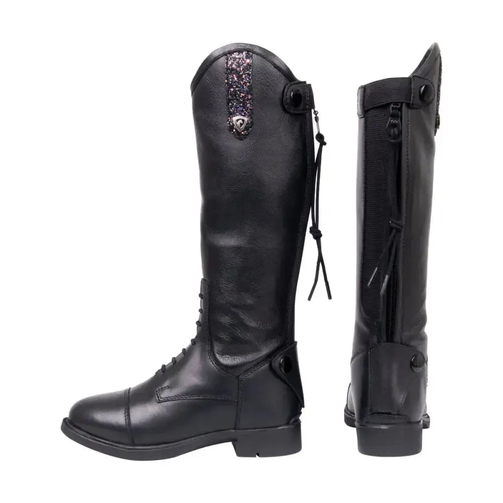Hy Equestrian Agerola Children's Riding Boot Black/Rainbow Glitter Child 10 Long Riding Boots
