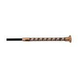 A sleek hy equestrian allure dressage whip with a twisted rose gold handle and black grip for dressage use