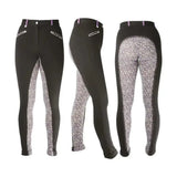 HY Equestrian Alyssa Ladies Jodhpurs Black/Hot Pink Polka Dot Print 24" Jodhpurs