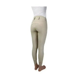 Beige equestrian arctic polar softshell breeches with fitted design and reinforced stitching at the back, water repellent
