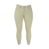 Beige hy equestrian arctic softshell ladies breeches with smooth fit and subtle stitching details in softshell fabric