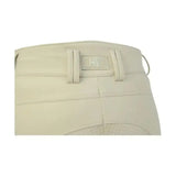 Cream-colored hy equestrian arctic softshell ladies breeches with subtle embossed logo on waistband