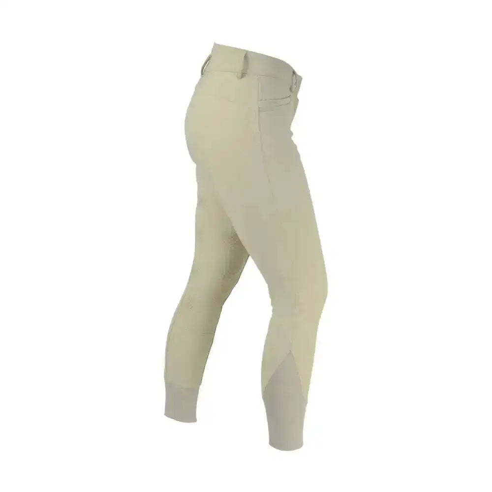 Cream-colored hy equestrian arctic softshell ladies breeches with smooth flexible fabric and subtle paneling