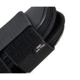 Black hy equestrian armoured guard pro reaction tendon boot strap with breathable soft perforated textured fabric and velcro closure