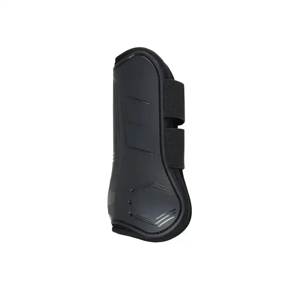 Black hy equestrian armoured guard pro reaction tendon boot with breathable soft perforated hoof protector and velcro straps