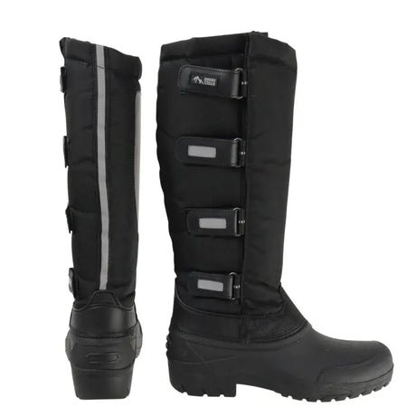 Pair of tall black Equestrian Atlantic Winter Boots with buckle straps