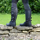 Black insulated hy equestrian atlantic winter boots with reflective stripes adjustable straps and high sided sole