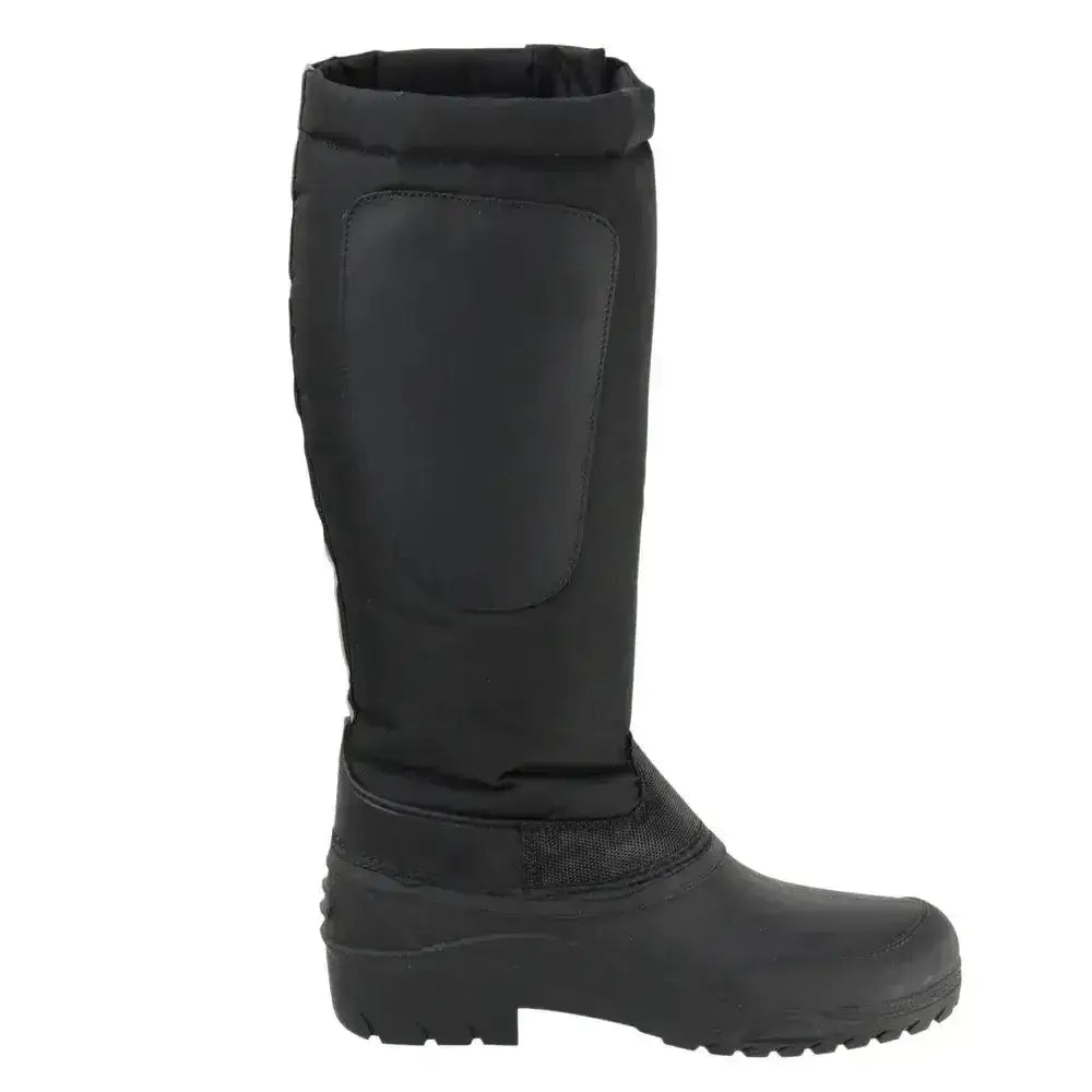 Black knee-high hy equestrian atlantic winter boots with high sided sole and reinforced fabric upper
