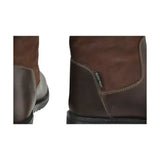 Brown leather hy equestrian bakewell long country boot with black rubber sole and white stitching practical long country style