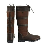 Brown leather lace-up riding boots with dark accents from hy equestrian bakewell long country collection