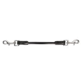 Hy equestrian balance strap in black rolled leather with silver steel clips and swivel hooks for horse tack
