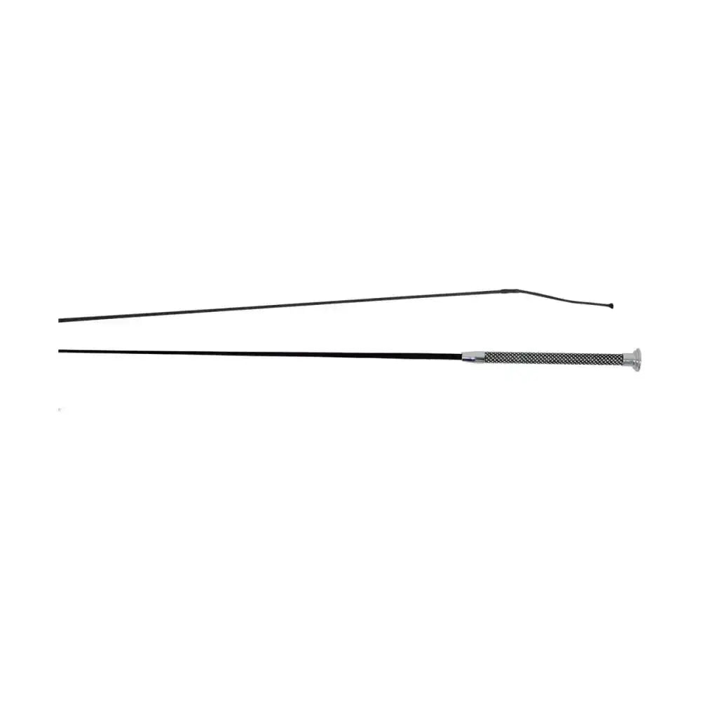 Black equestrian bling schooling whip with textured silver grip and curved tip for HY Equestrian bling schooling use