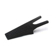 Hy equestrian boot jack made of black plastic with textured ribbed surface and prongs for removing muddy boots easily