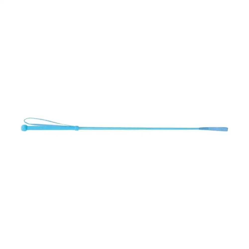 Light blue plastic bright riding whip with looped handle and tapered end from hy equestrian