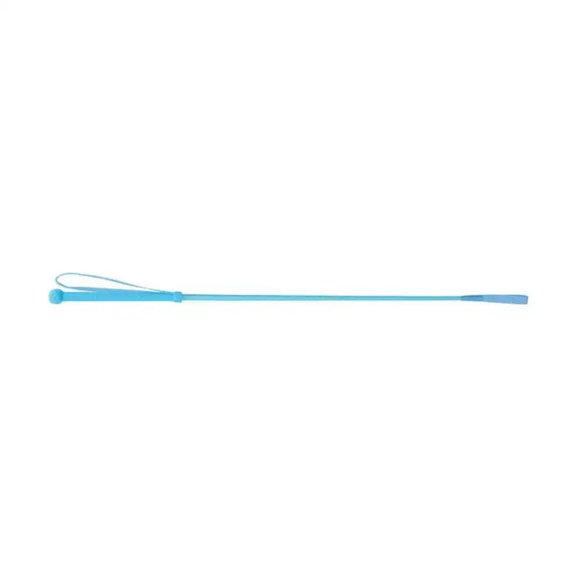 Light blue plastic bright riding whip with looped handle and tapered end from hy equestrian