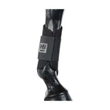 Black hy impact horse ankle brushing bootie with padded adjustable strap for equestrian brushing boots use