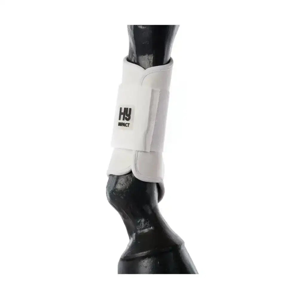 White hy impact horse ankle bootie with padded adjustable design for equestrian brushing boots protection