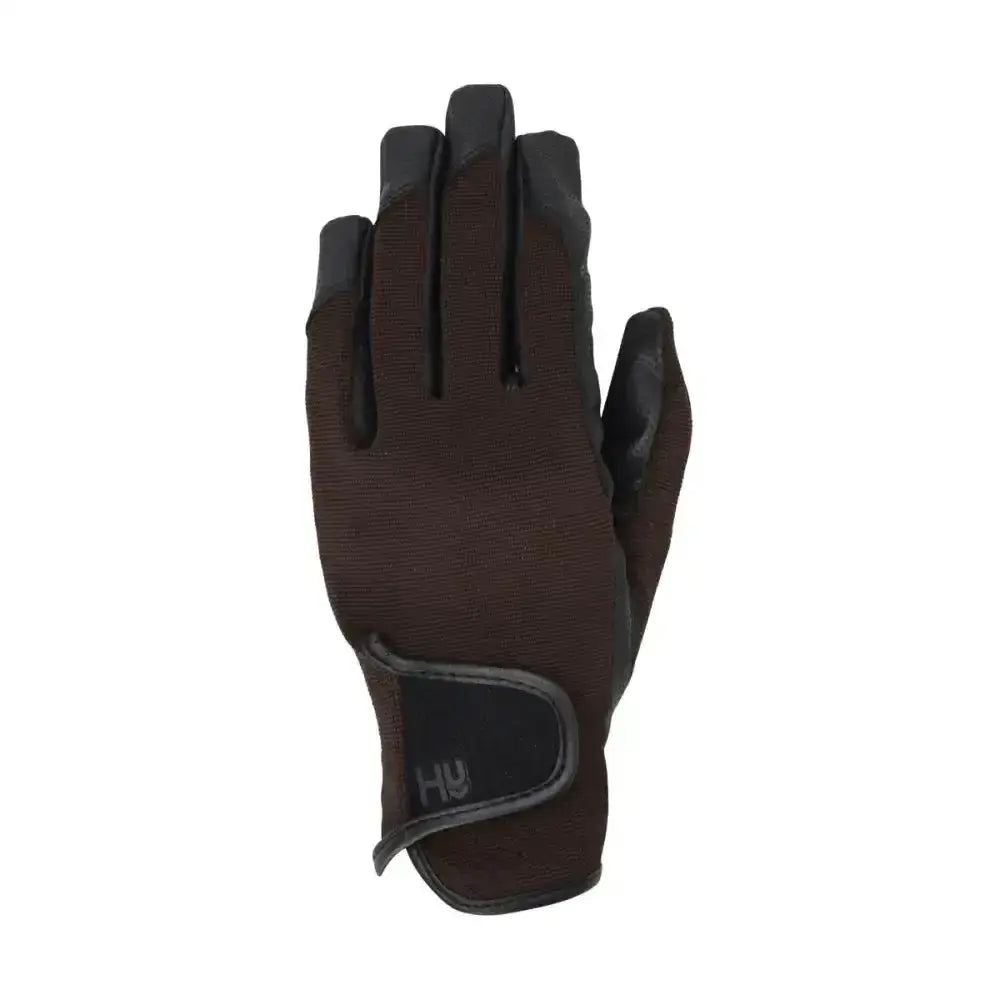 Black equestrian burnham pro gloves with smart grip palm, reinforced fingertips, and snug wrist strap for riding