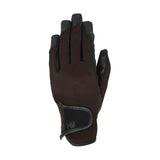 Black equestrian burnham pro gloves with smart grip palm, reinforced fingertips, and snug wrist strap for riding
