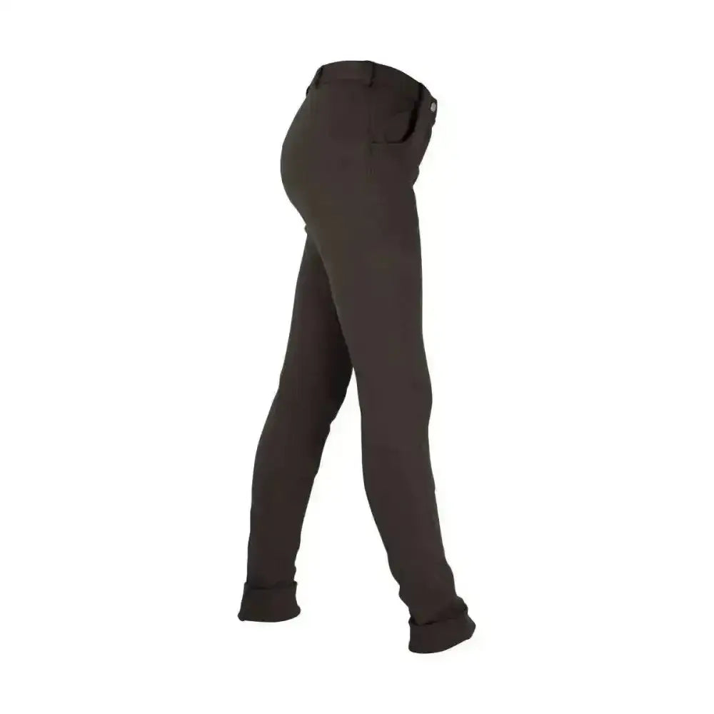 Black riding pants with sleek form fitting design and subtle stitching details for equestrian burton childrens use