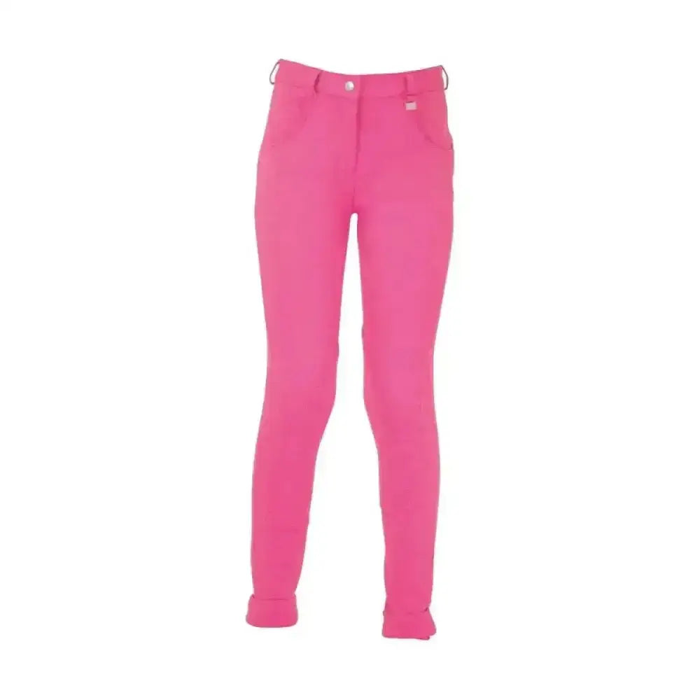 Bright pink burton childrens jodhpurs with sleek fit and subtle stitching perfect for traditional hy equestrian use
