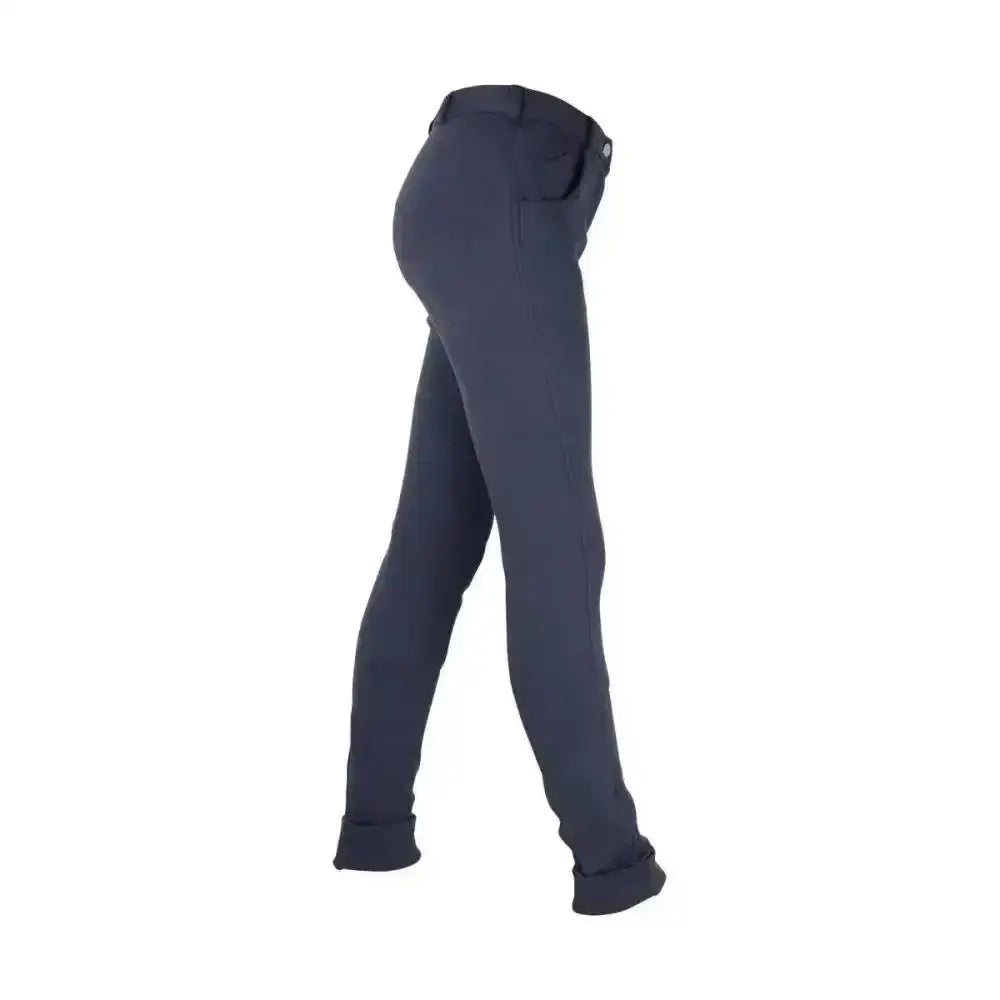 Navy blue fitted burton childrens jodhpurs with smooth stretchy fabric and subtle stitching from traditional hy equestrian