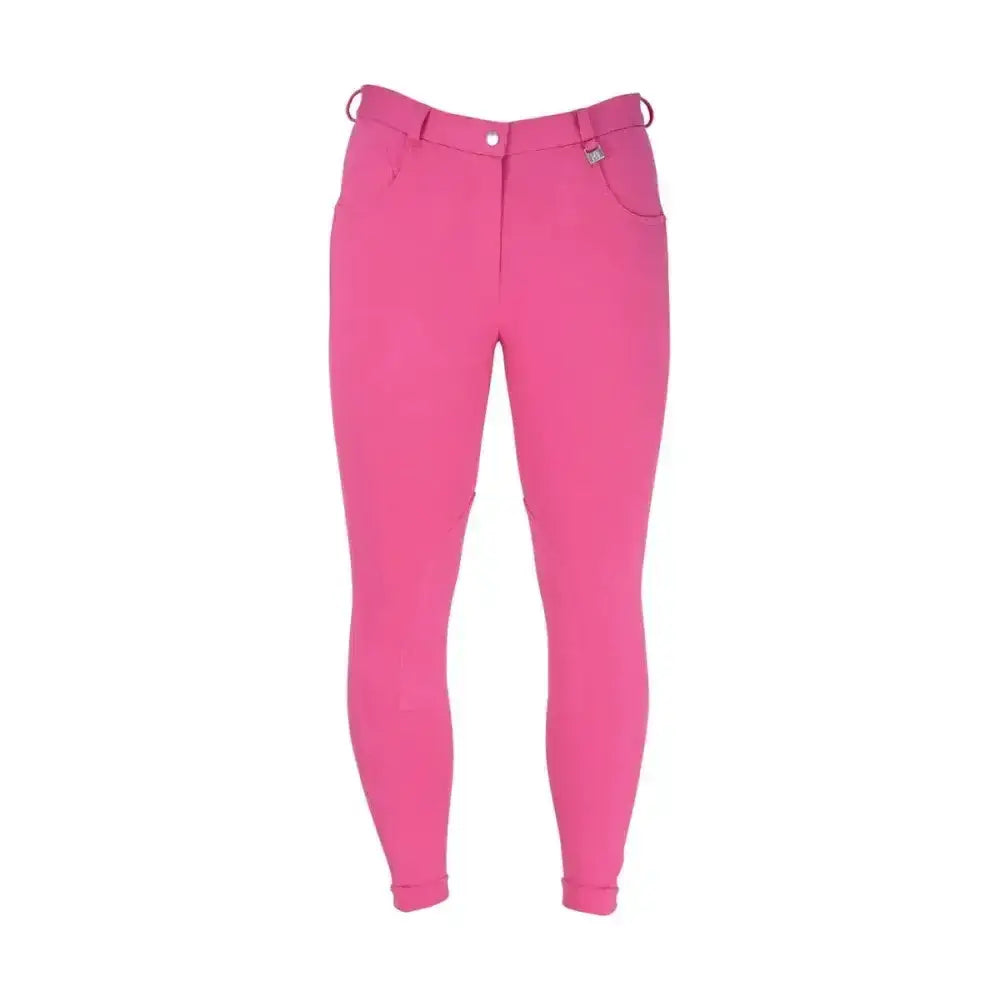 Bright pink equestrian burton ladies jodhpurs with fitted design and elasticated cuffs perfect for traditional jodhpur style