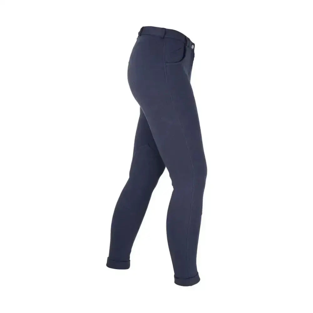 Navy blue hy equestrian burton ladies jodhpurs with sleek form fitting design and subtle stitching details