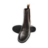 Dark brown leather equestrian canterbury zip jodhpur boot for childs with side zipper and back pull tab