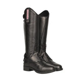 Black leather cascano riding boot with pink beaded accent on the side from hy equestrian collection