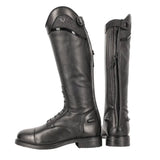 Black leather children’s equestrian atrani riding boot with glossy finish and side zipper for easy wear