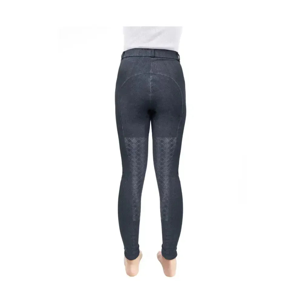 Hy Equestrian Childrens Jesmond Jewel Denim Look Tights Denim 5-6 Years Riding Tights