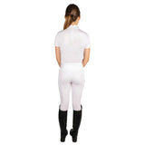 White equestrian children’s roka regal riding tights with stretchy fabric and high collar for comfort and fit